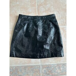 Wilfred Black Worn once wrinkle faux leather mini‎ skirt size 8